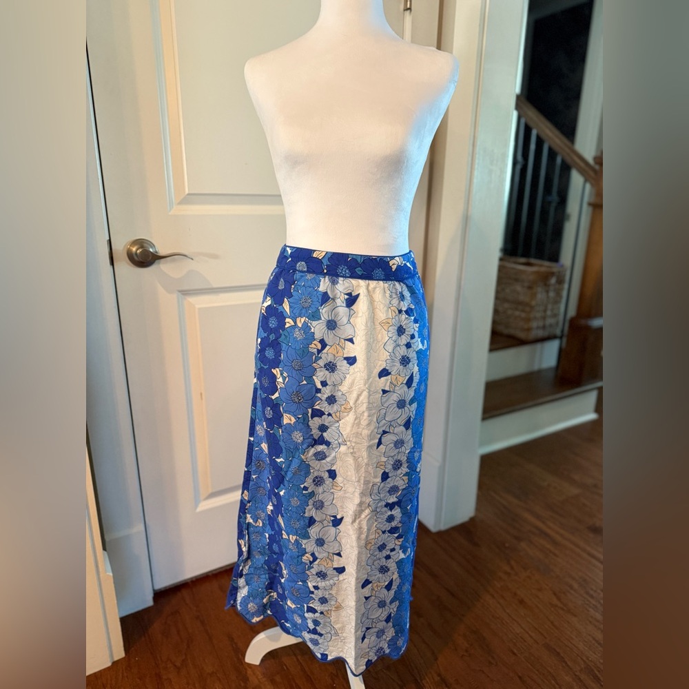 FARM Rio Blue and White Floral Maxi Skirt